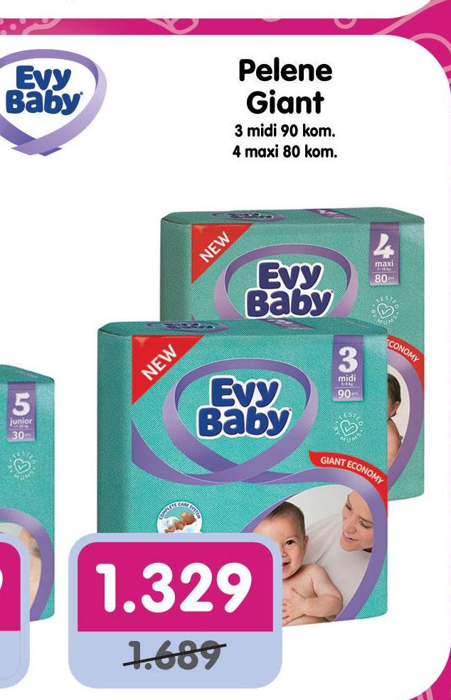 Akcija Aksa Evy Baby Pelene Giant Pack 3 1014473