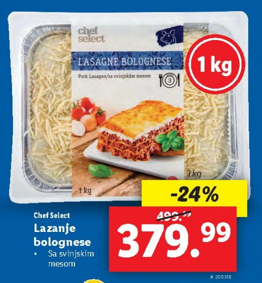 Akcija Lidl - Chef select, Lazanje bolognese 1388995