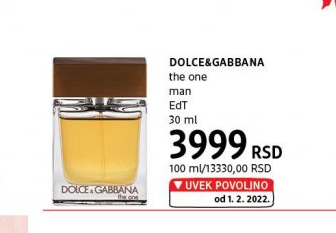 Akcija DM drogerie markt Dolce Gabbana Toaletna voda The one