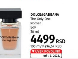 Akcija DM drogerie markt Dolce Gabbana Toaletna voda The only